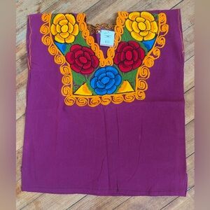 Embroidered Purple Top with Floral Design